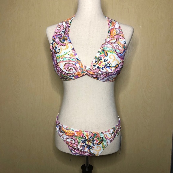 NWT LAUREN Ralph Lauren Women's Two Piece Bikini Set Paisley Print Size 8 12 - Picture 3 of 7